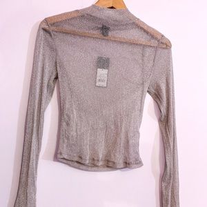 Glitter Transparent Turtleneck - Stretchy - Small - Wild Fable